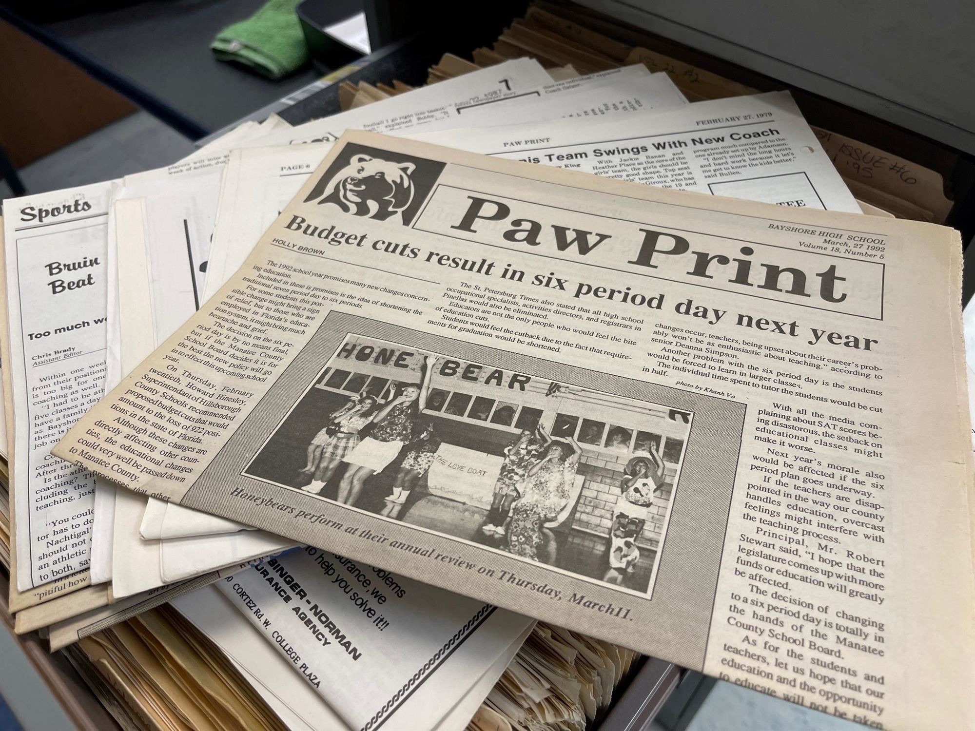 A 1992 issue of Paw Print